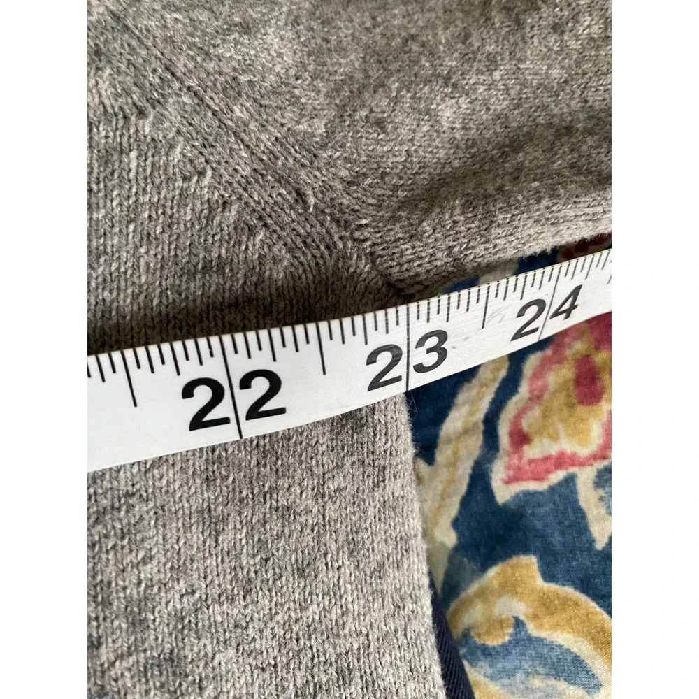 J Crew Men's Grey V Neck Long Sleeve Sweater Size L Cotton‎ Cashmere Blend